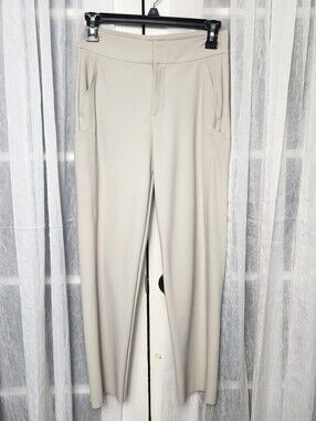 Athleta Stellar Straight Crop Pant Womens 0 Cream Beige Ankle Trousers Workwear